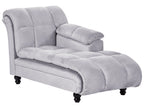 Chaise longue, version gauche, velours gris clair