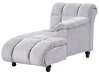Chaise longue, version gauche, velours gris clair