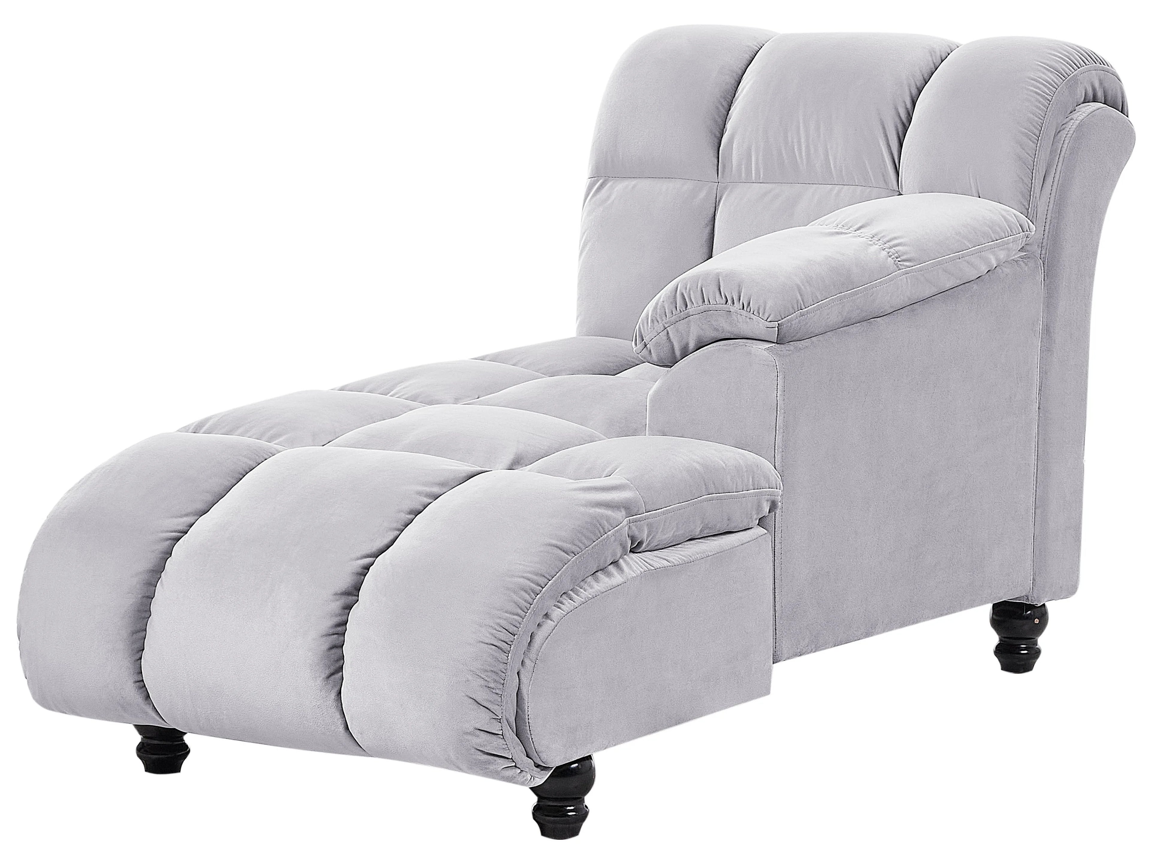 Chaise longue, version gauche, velours gris clair