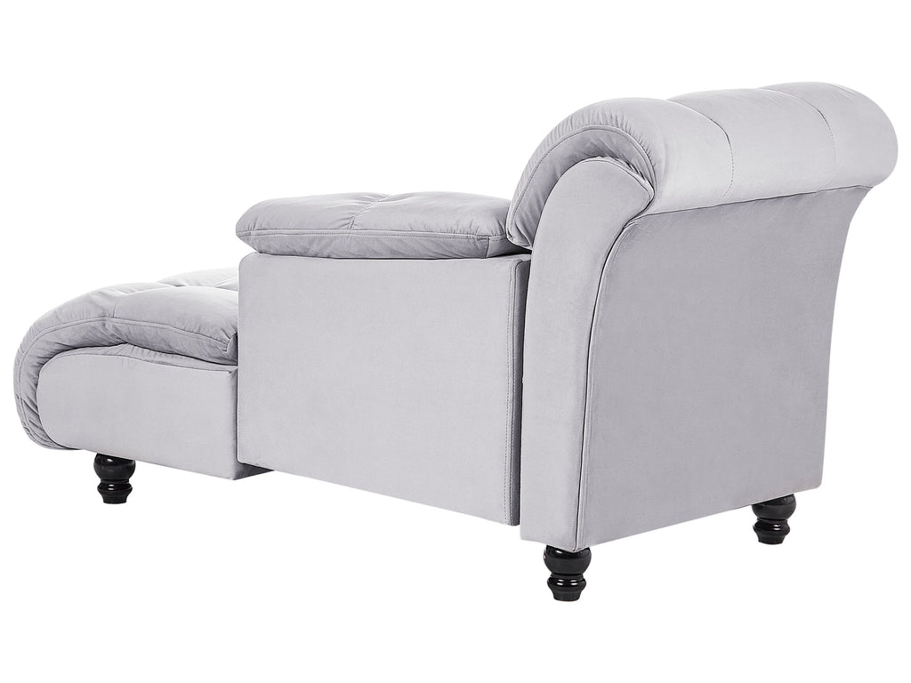 Chaise longue, version gauche, velours gris clair