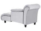 Chaise longue, version gauche, velours gris clair