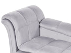 Chaise longue, version gauche, velours gris clair