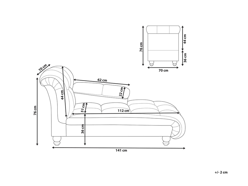 Chaise longue, version gauche, velours gris clair