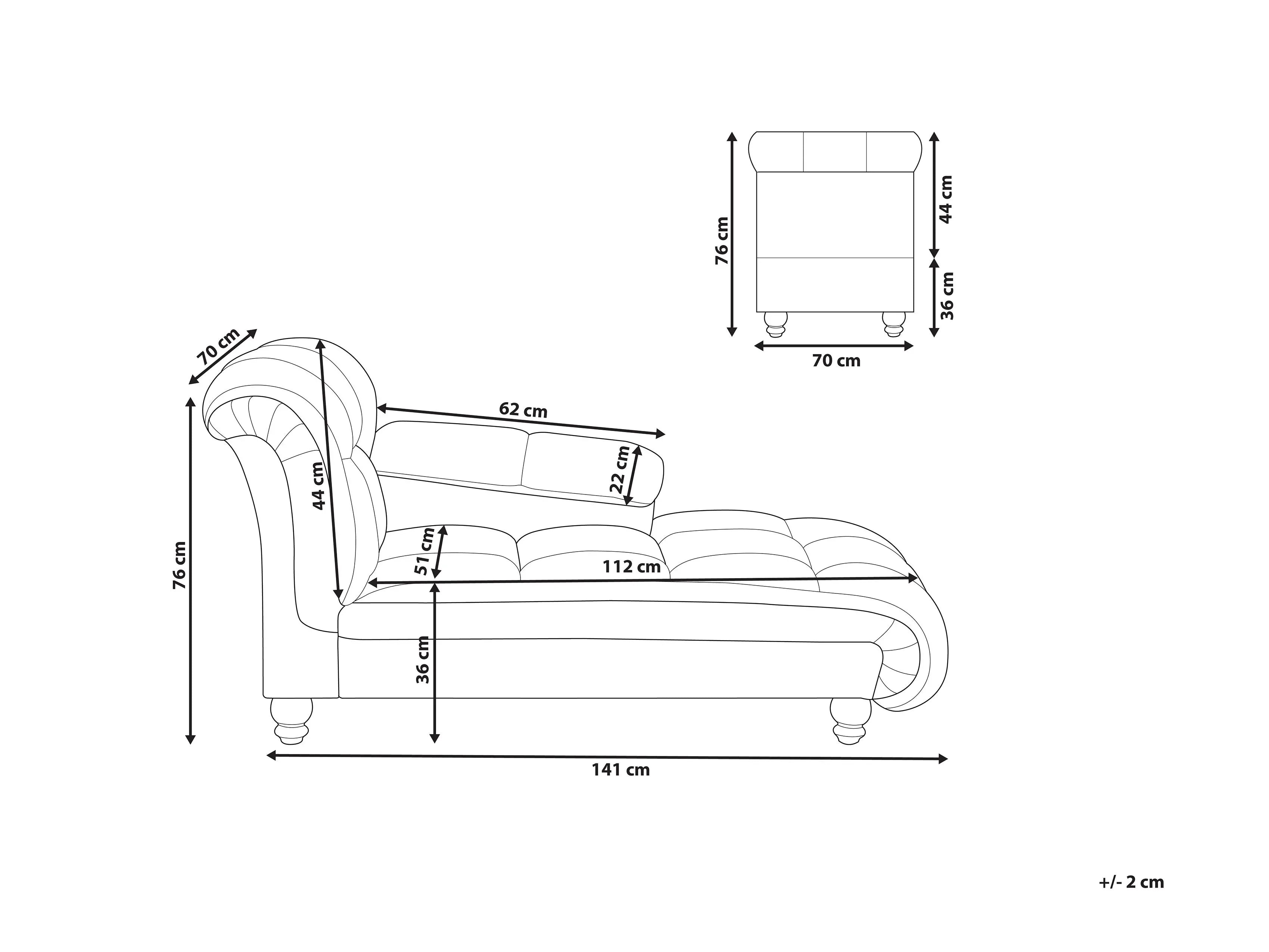 Chaise longue, version gauche, velours gris clair