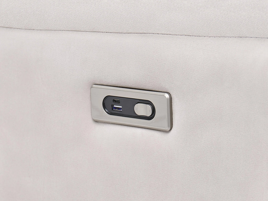 Canapé inclinable électrique 2 places Velours Beige clair avec port USB