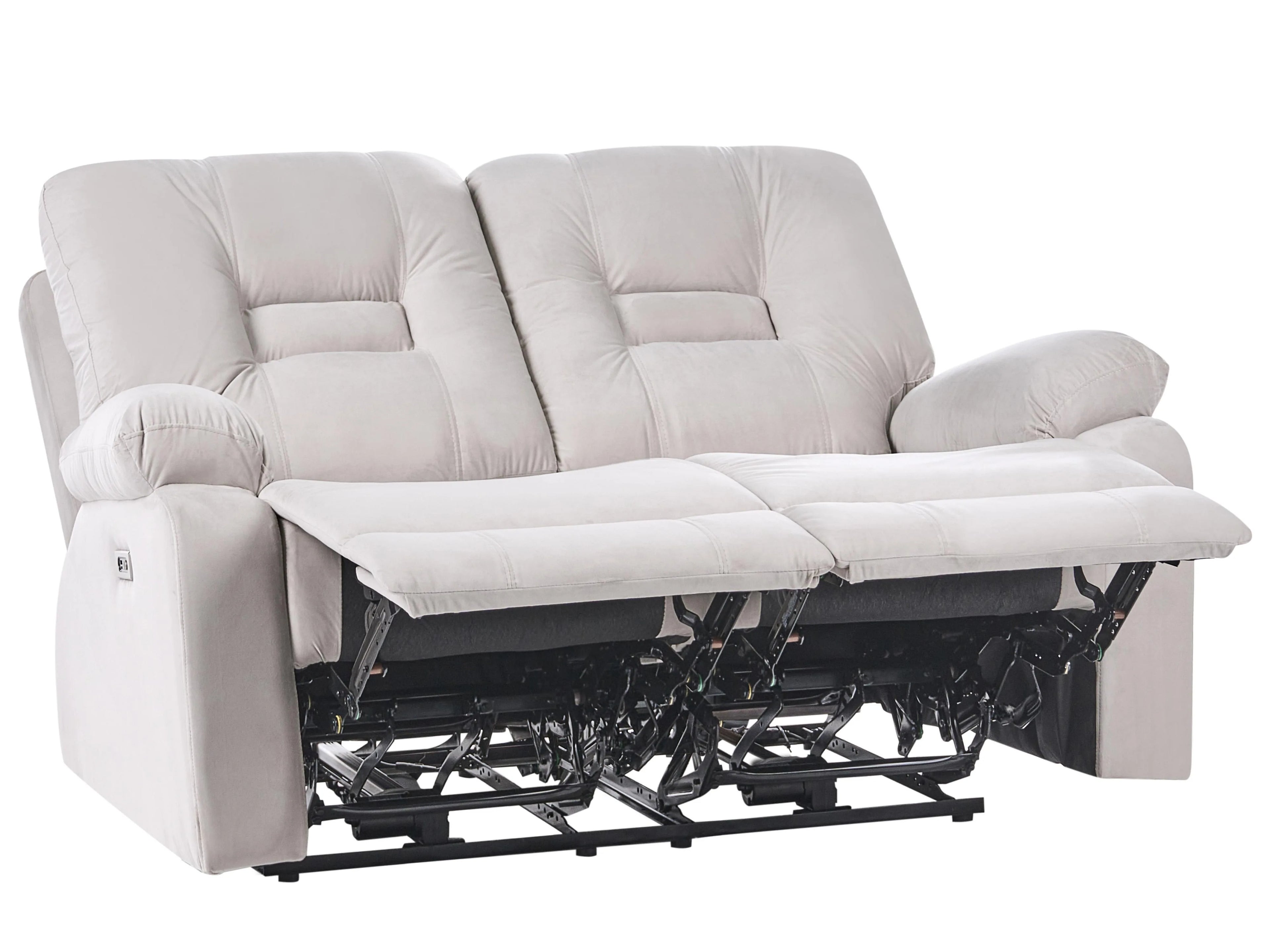 Canapé inclinable électrique 2 places Velours Beige clair avec port USB