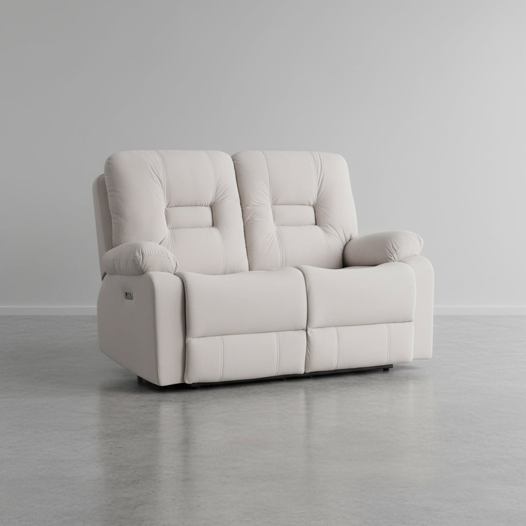 Canapé inclinable électrique 2 places Velours Beige clair avec port USB