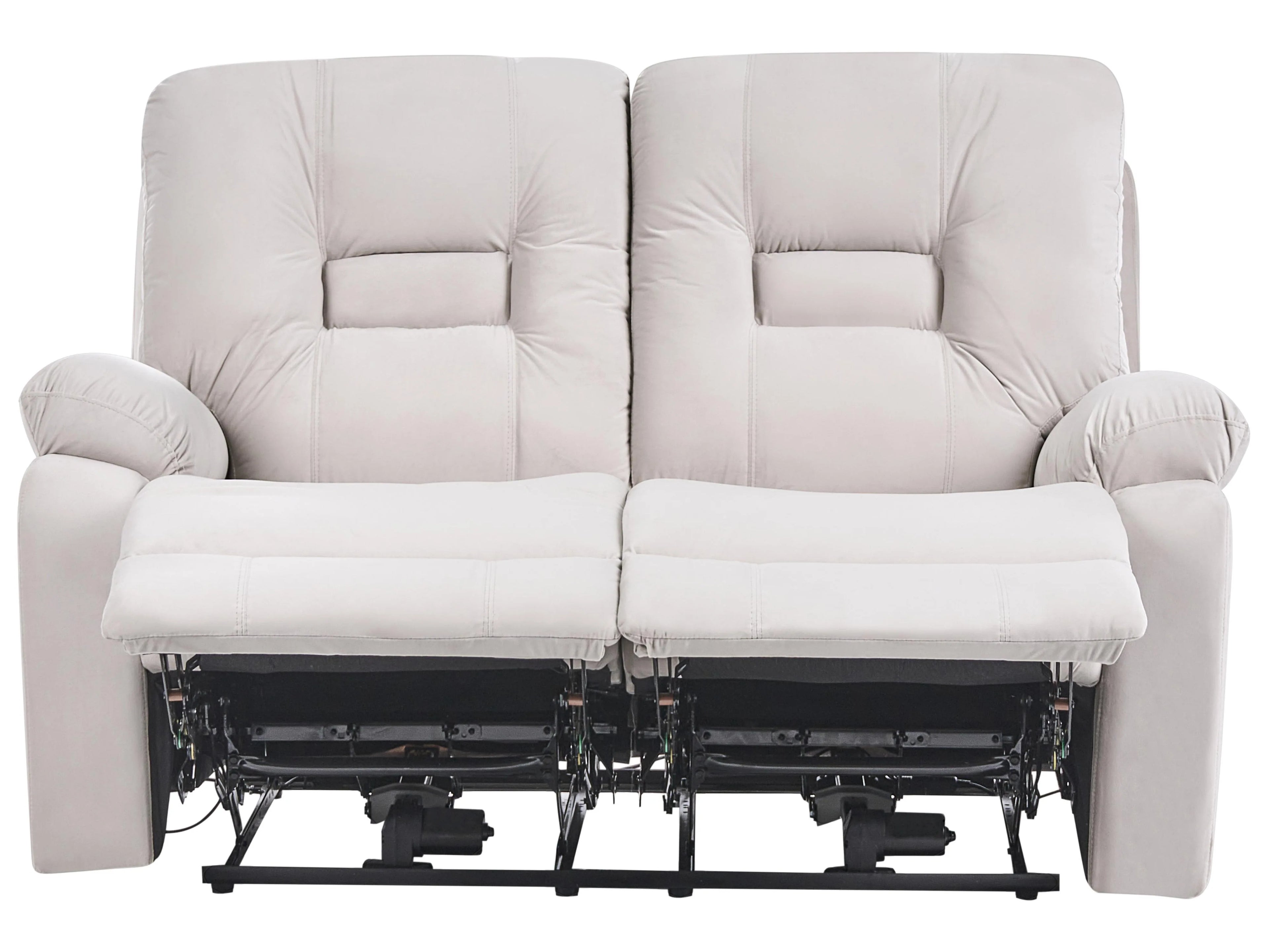Canapé inclinable électrique 2 places Velours Beige clair avec port USB