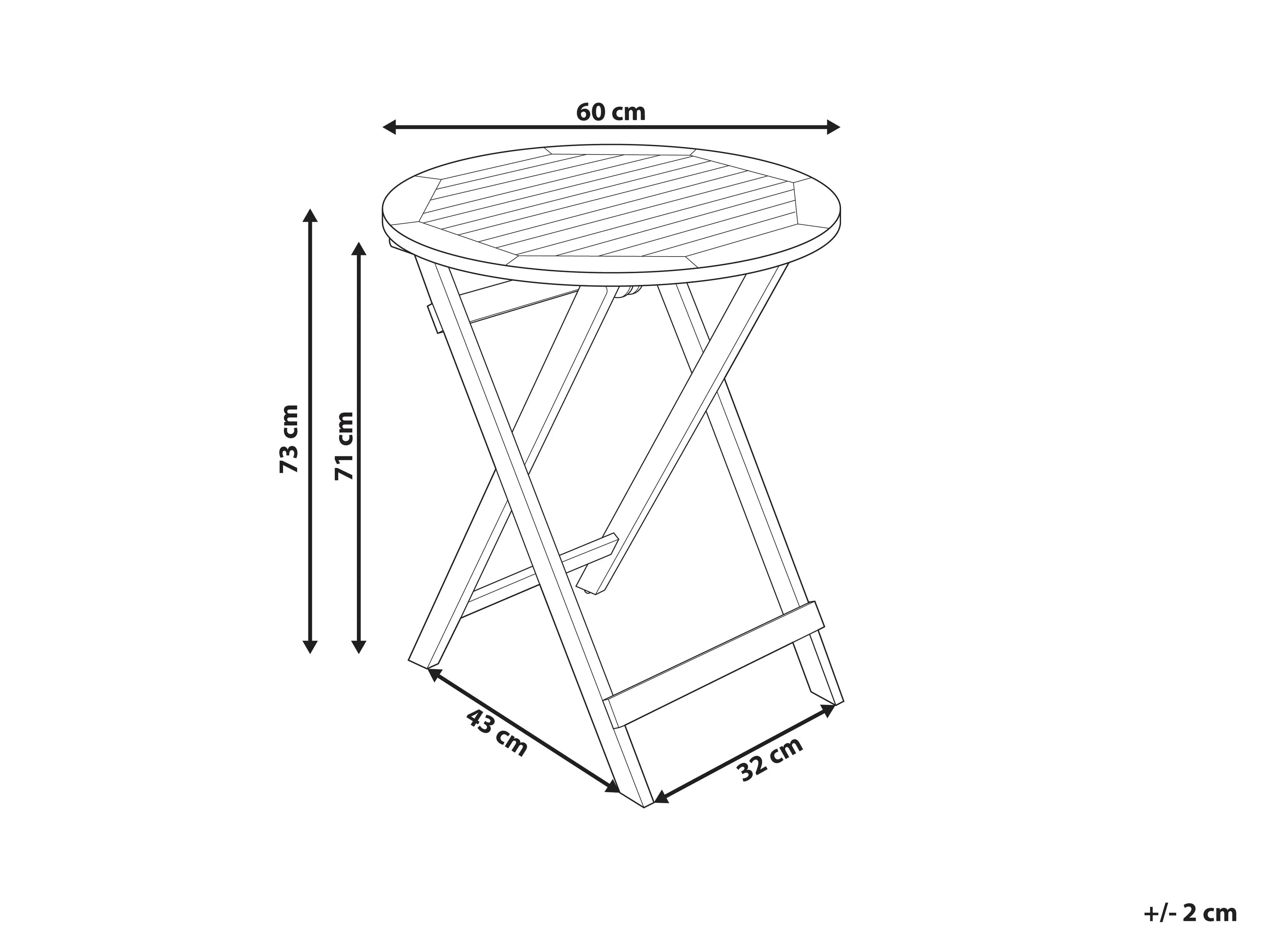 Table bistrot 60 cm 60 cm Bois d'acacia Marron