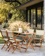 Table de salle à manger de jardin 120 cm x 60 cm en bois d'acacia marron