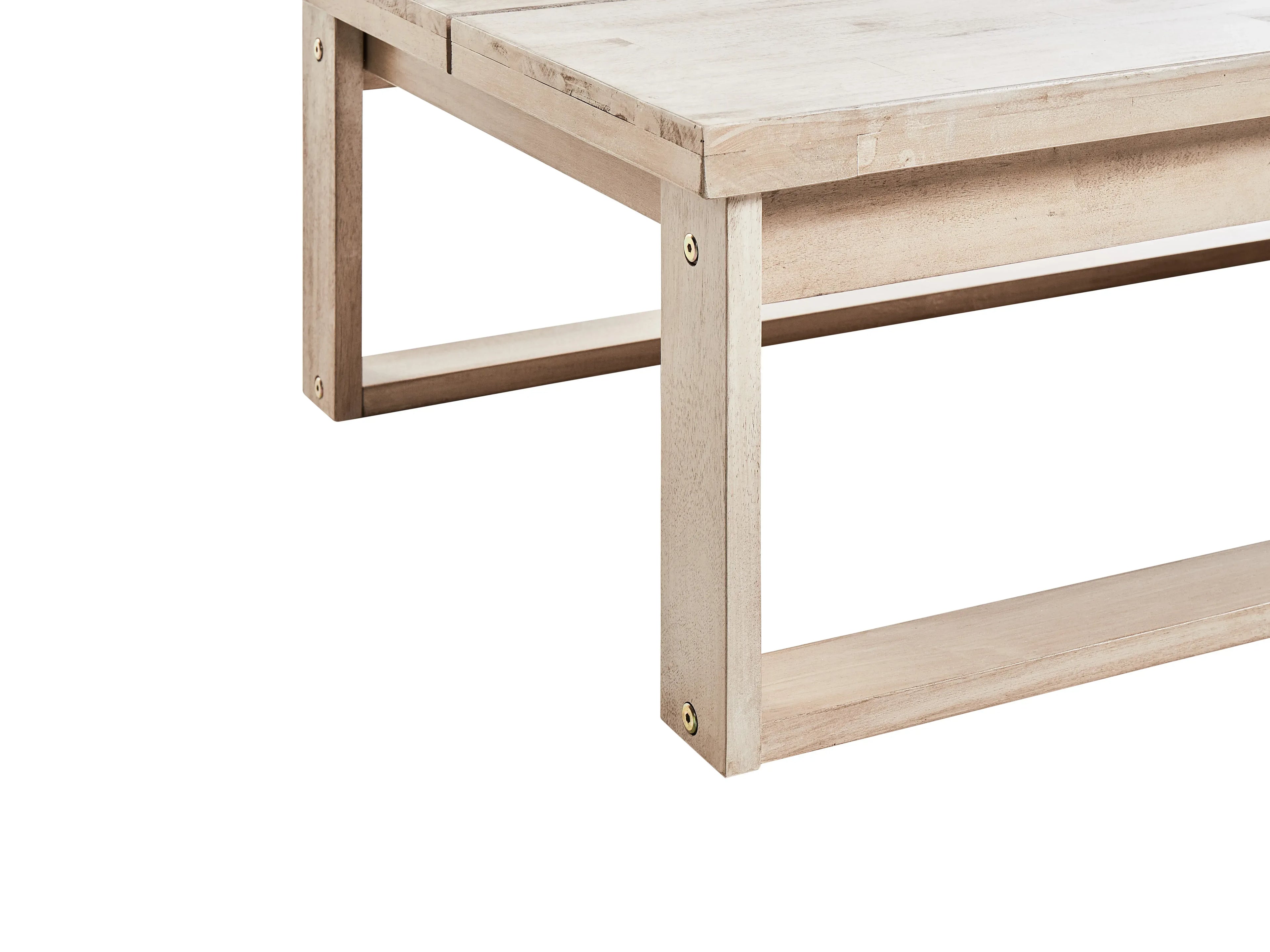 Chaise longue avec coussin Bois d'acacia Blanc cassé