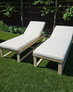Chaise longue avec coussin Bois d'acacia Blanc cassé