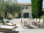 Chaise longue avec coussin Bois d'acacia Blanc cassé