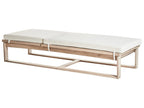 Chaise longue avec coussin Bois d'acacia Blanc cassé