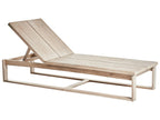 Chaise longue avec coussin Bois d'acacia Blanc cassé