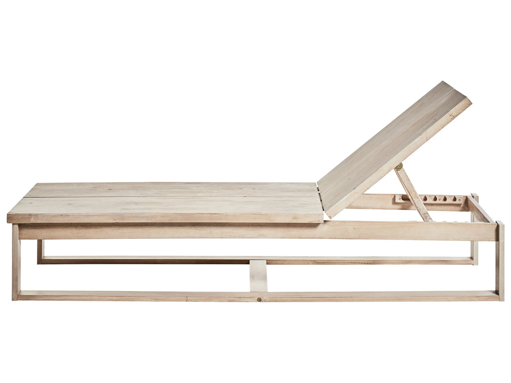 Chaise longue avec coussin Bois d'acacia Blanc cassé