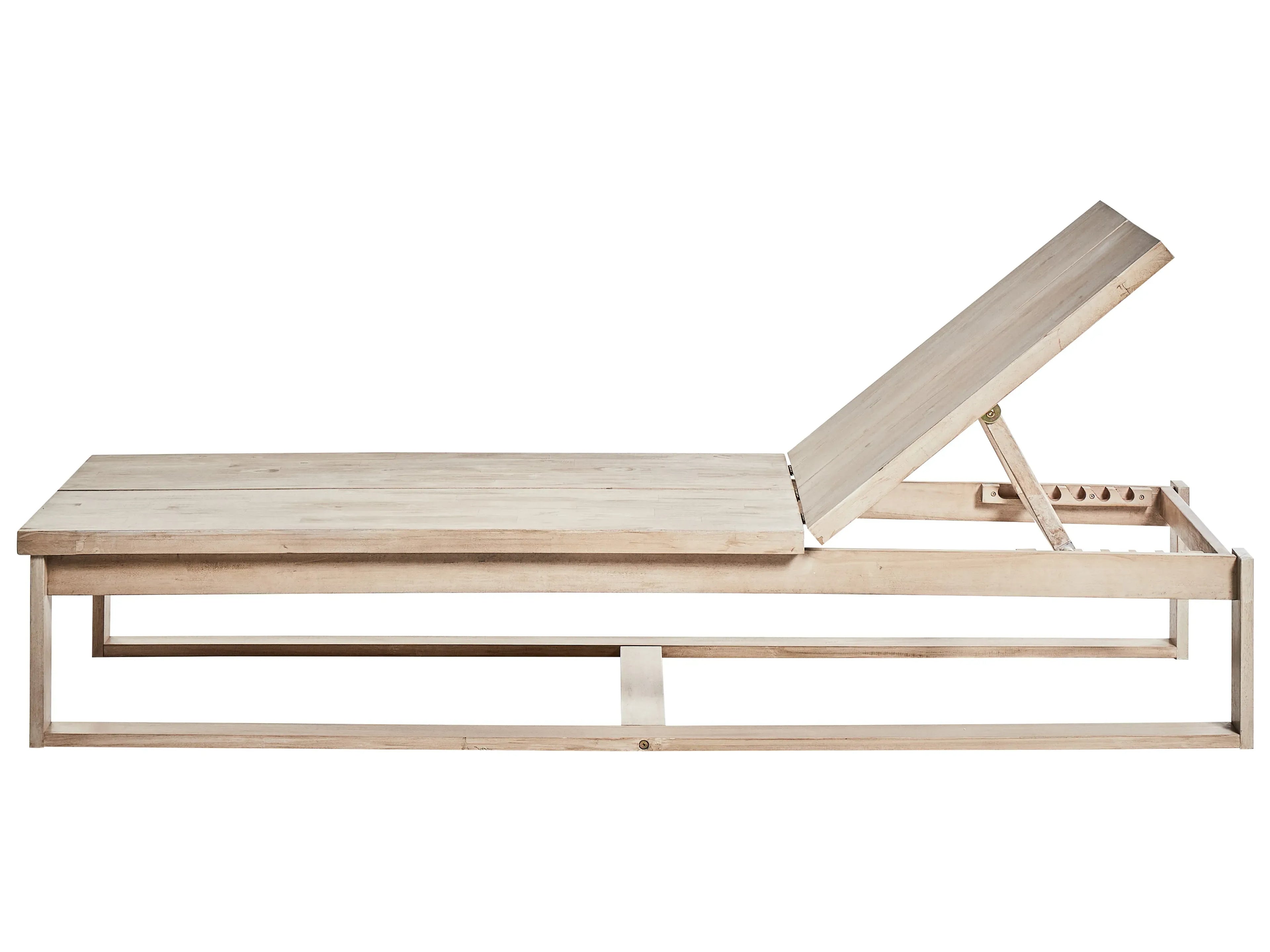 Chaise longue avec coussin Bois d'acacia Blanc cassé