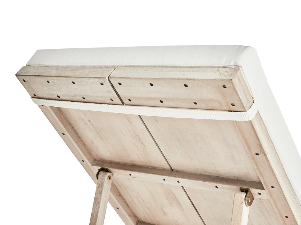 Chaise longue avec coussin Bois d'acacia Blanc cassé