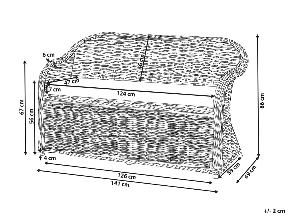 Banc de jardin avec coussin 141 cm Rotin naturel