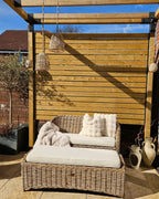 Ottomane de jardin 140 cm en rotin naturel