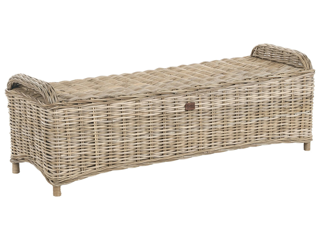 Ottomane de jardin 140 cm en rotin naturel