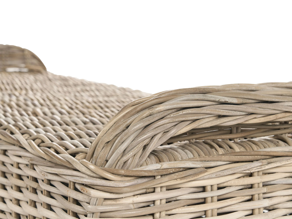 Banc de jardin avec coussin 141 cm avec pouf en rotin naturel