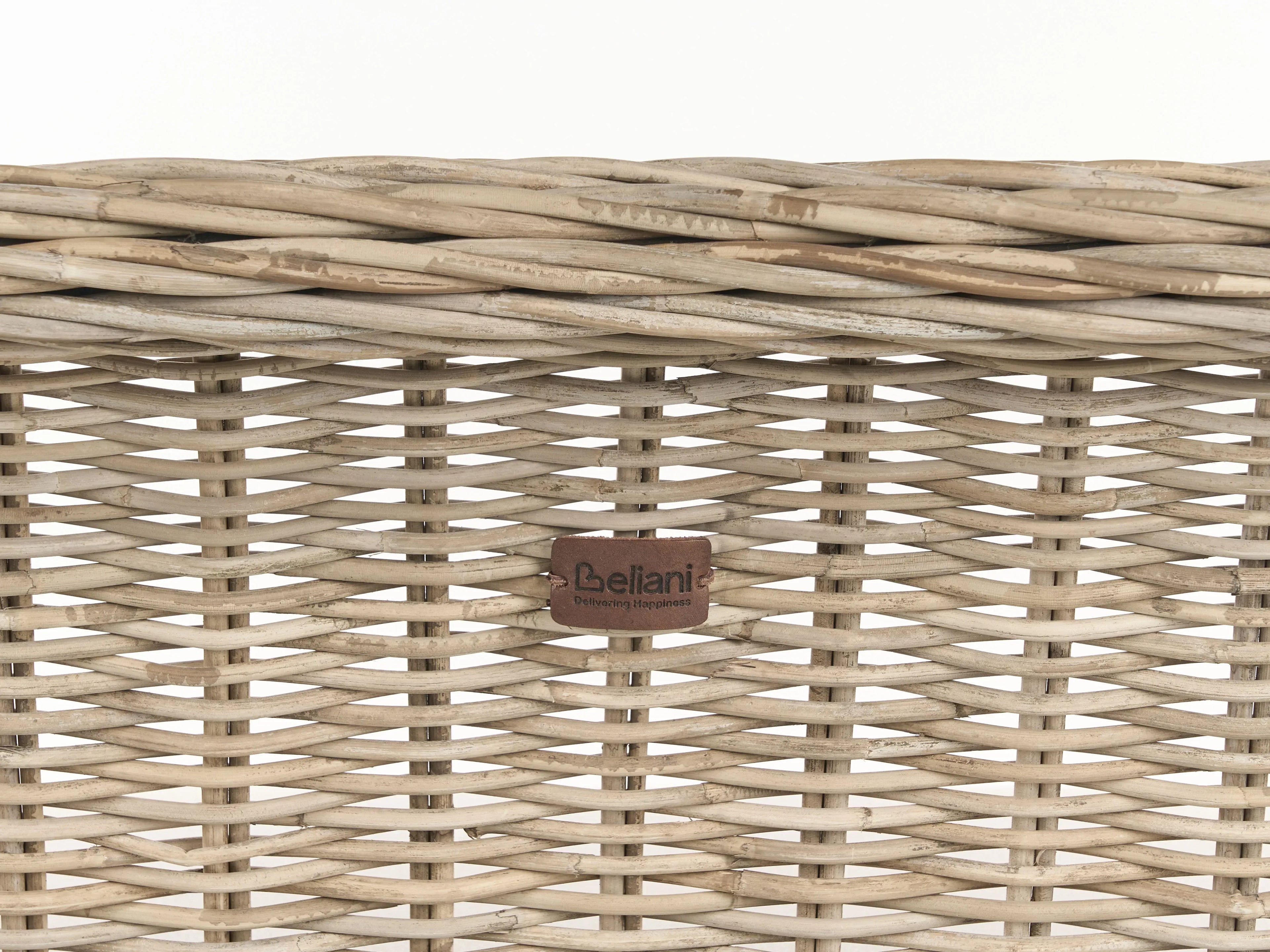 Banc de jardin avec coussin 141 cm avec pouf en rotin naturel