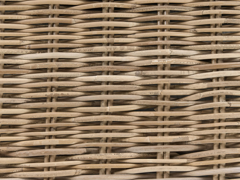 Banc de jardin avec coussin 141 cm avec pouf en rotin naturel
