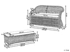 Banc de jardin avec coussin 141 cm avec pouf en rotin naturel