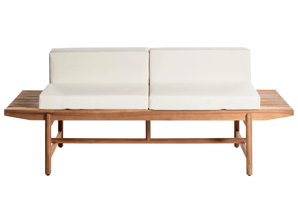 Panca da giardino con cuscino  210 cm Legno d'acacia Bianco sporco