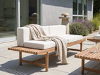 Banc de jardin avec coussin 210 cm Bois d'acacia Blanc cassé