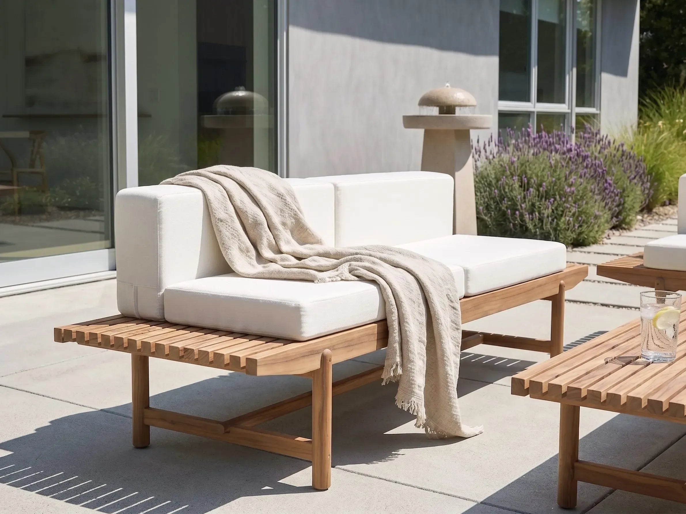 Banc de jardin avec coussin 210 cm Bois d'acacia Blanc cassé