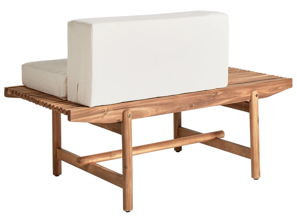 Banc de jardin avec coussin 135 cm Bois d'acacia Blanc cassé