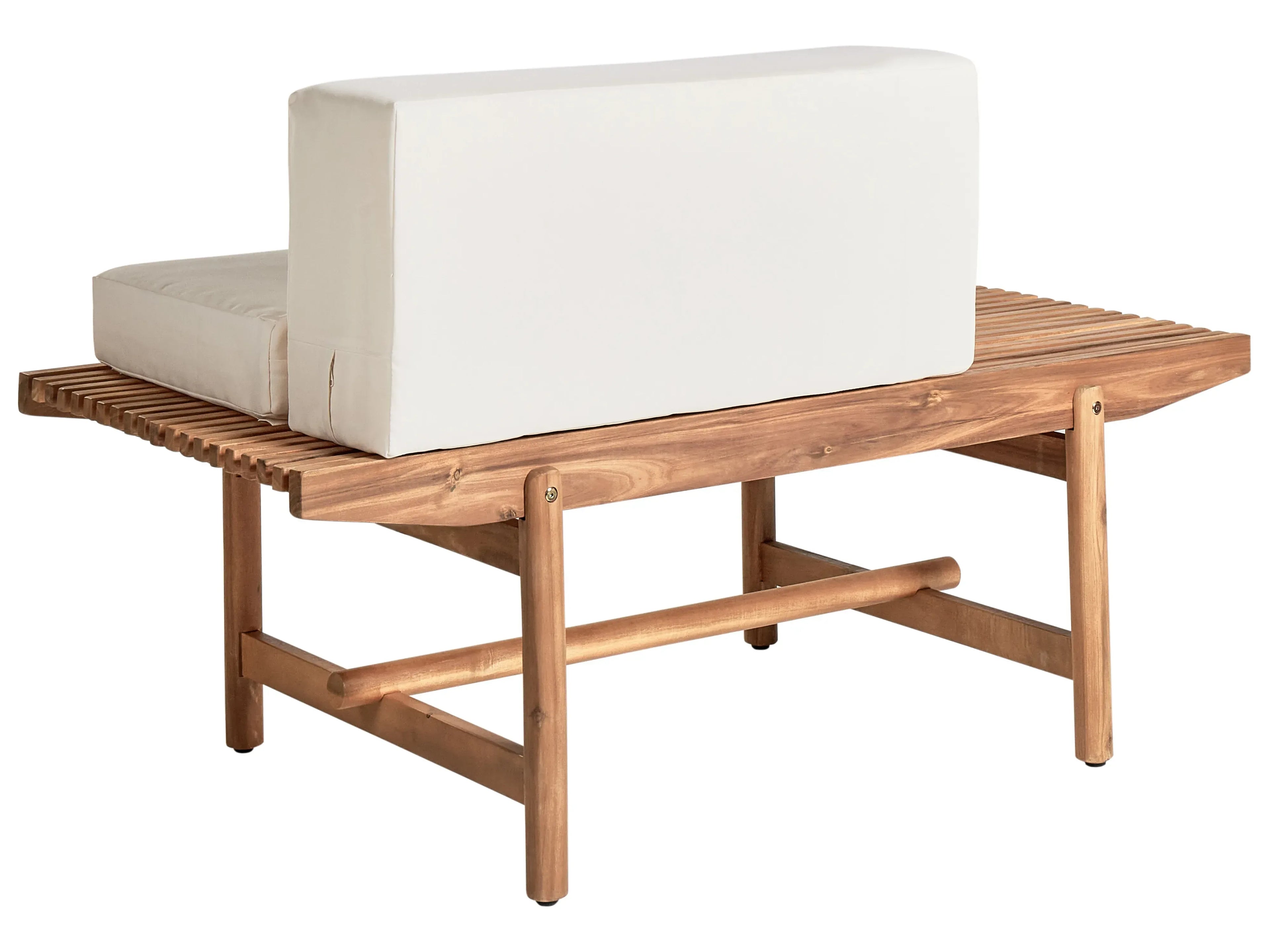 Banc de jardin avec coussin 135 cm Bois d'acacia Blanc cassé