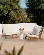 Chaise avec coussin Bois d'acacia Blanc cassé
