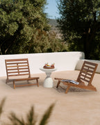 Chaise avec coussin Bois d'acacia Blanc cassé