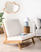 Chaise avec coussin Bois d'acacia Blanc cassé