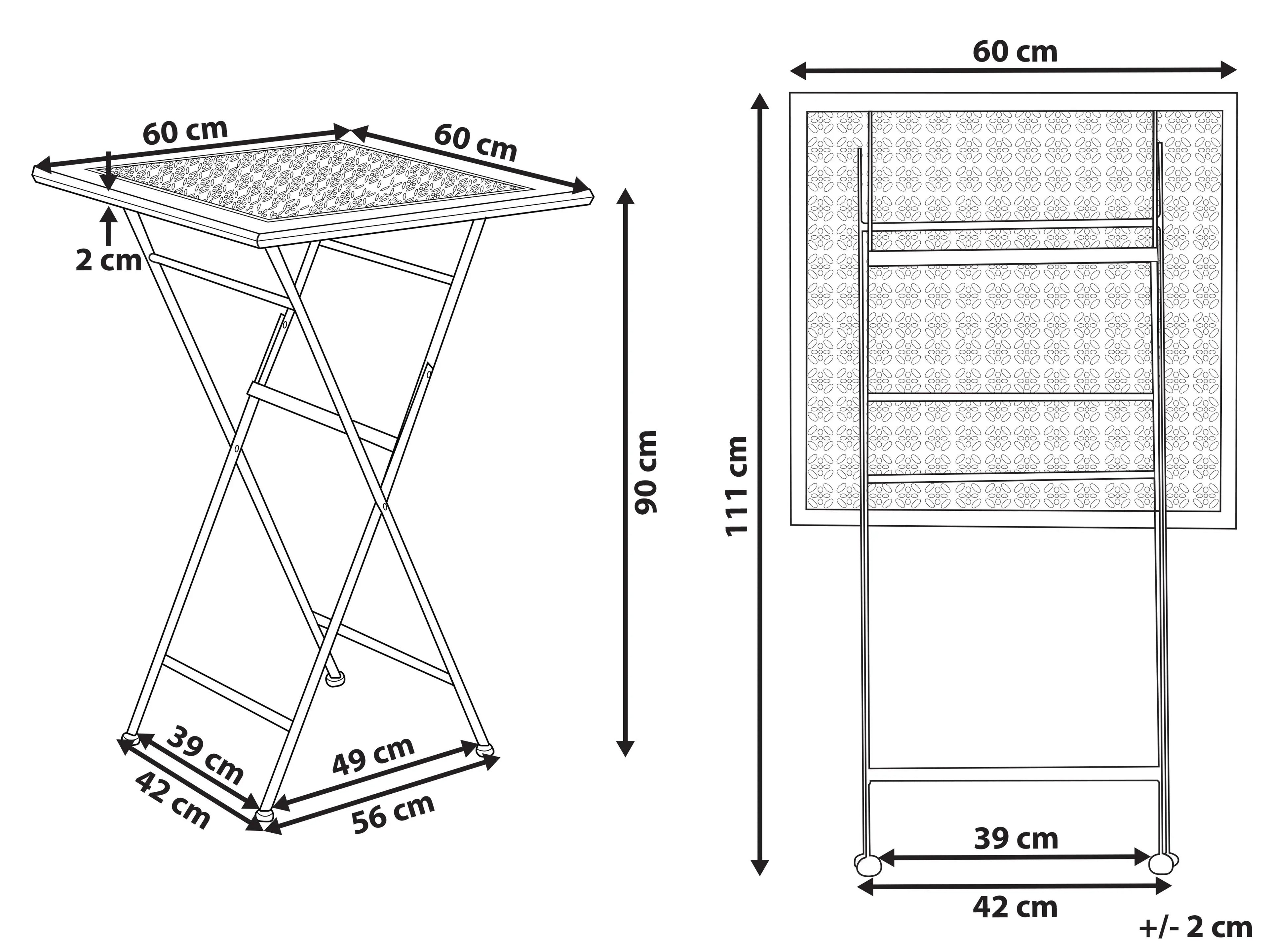 Table de bar de jardin 60 cm 60 cm Métal Noir