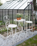 Table de bar de jardin 60 x 60 cm en métal beige clair