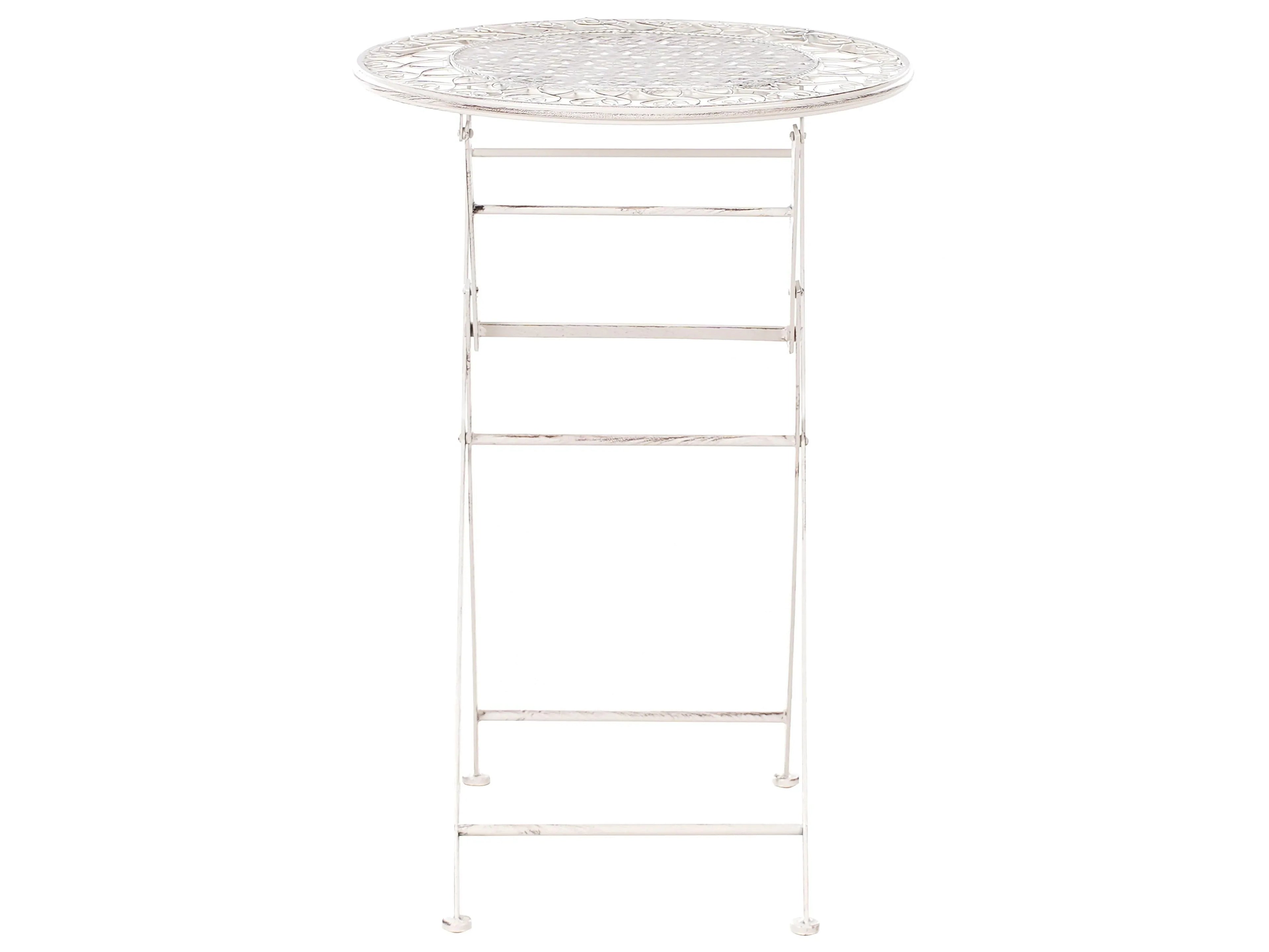 Table de bar de jardin 60 x 60 cm en métal beige clair