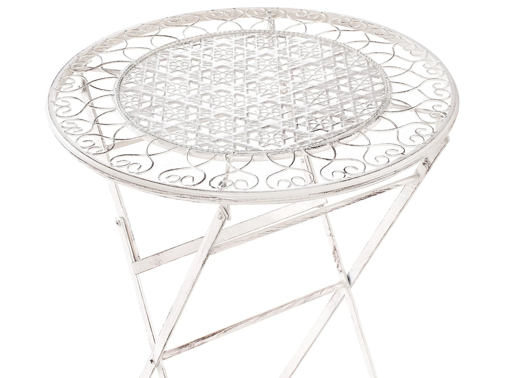 Table de bar de jardin 60 x 60 cm en métal beige clair