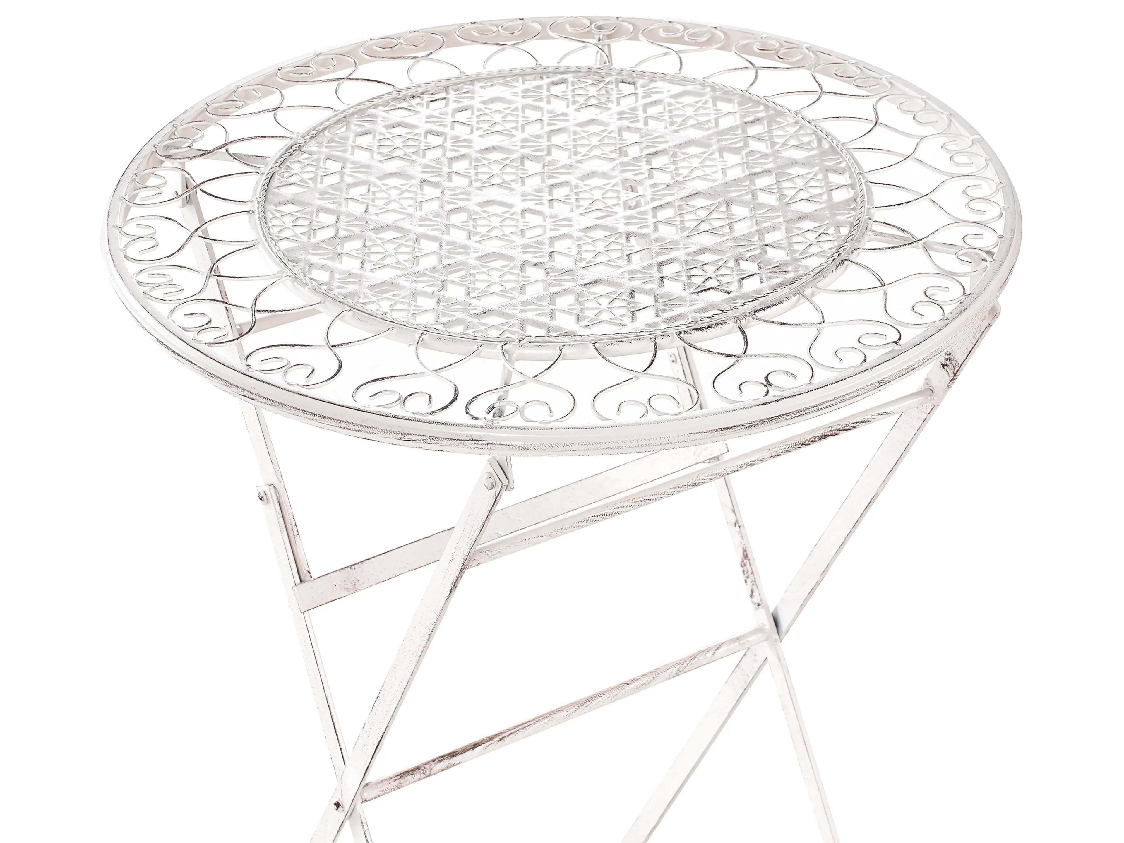 Table de bar de jardin 60 x 60 cm en métal beige clair