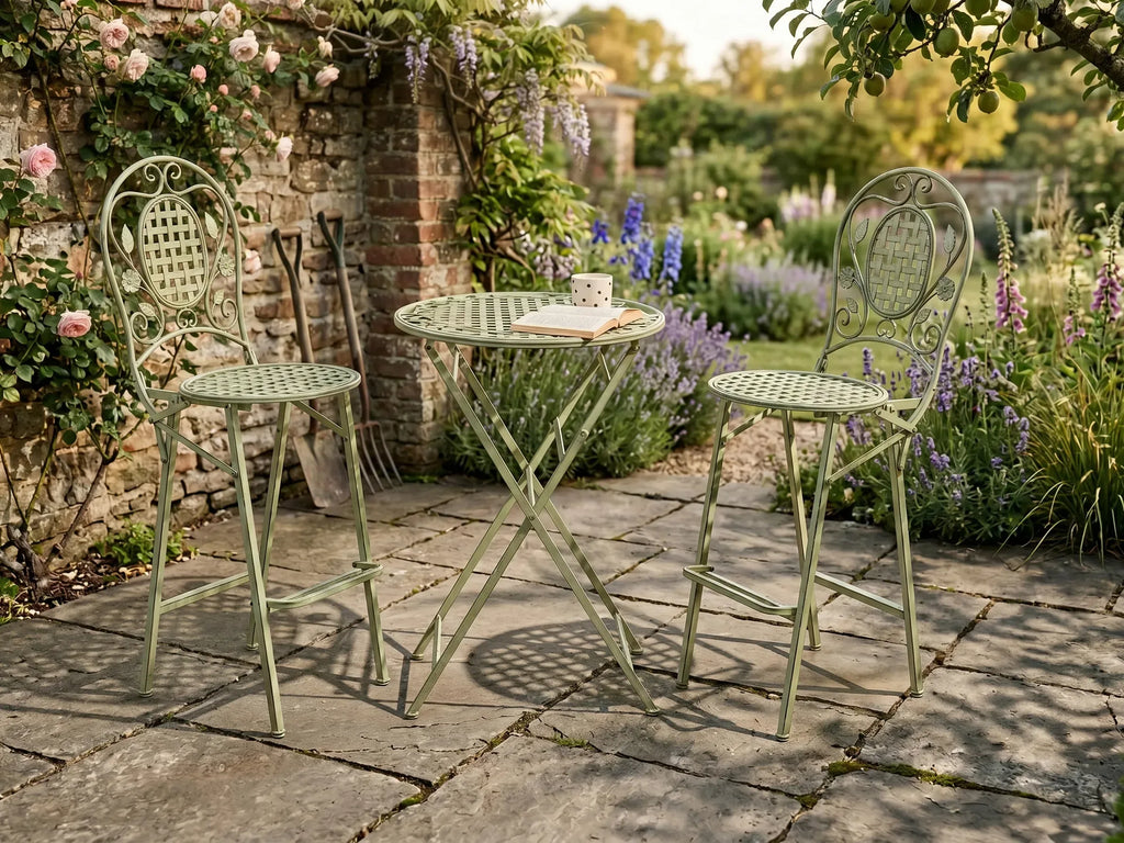Table de bar de jardin 60 x 60 cm Métal Vert clair