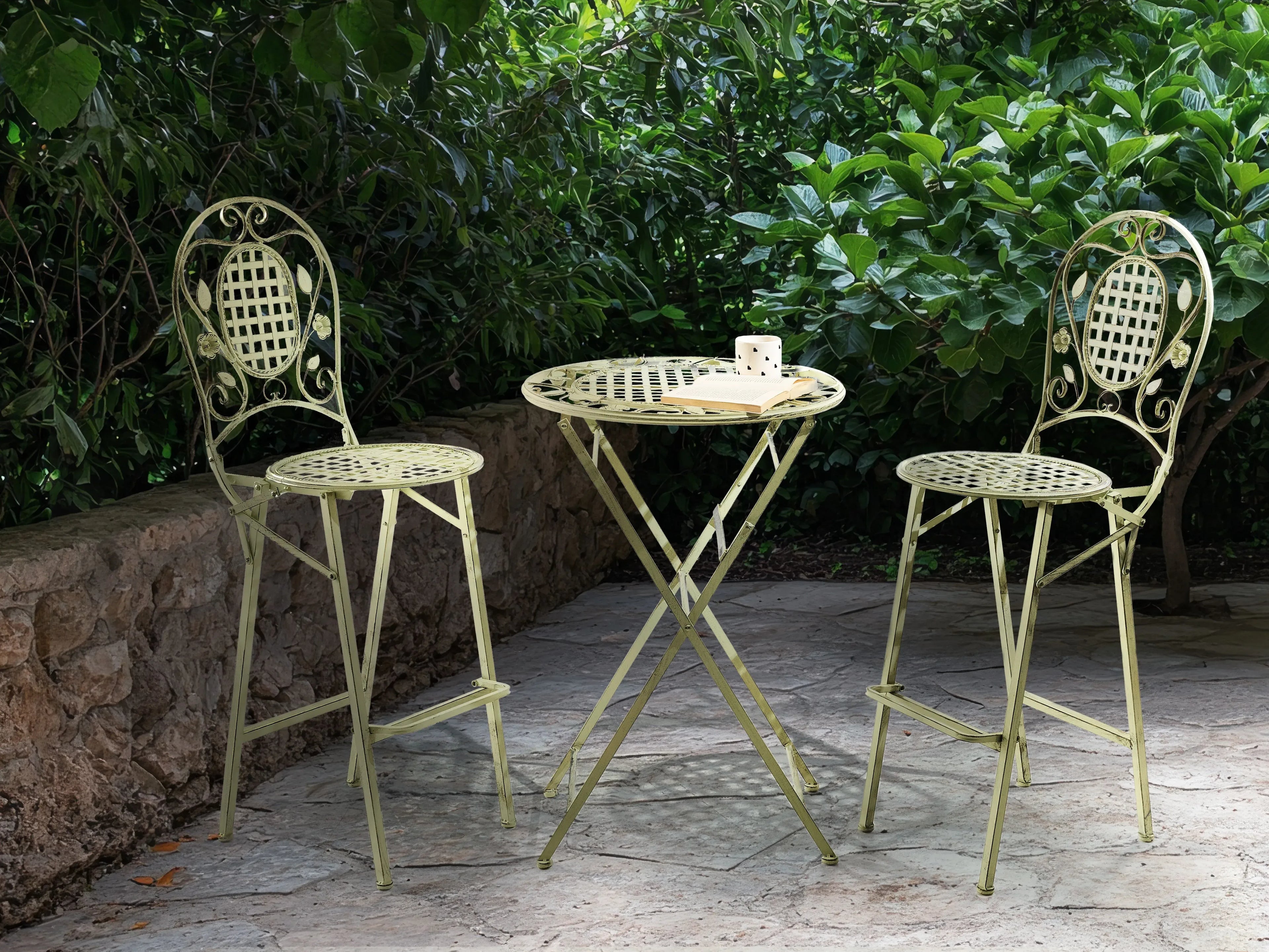 Table de bar de jardin 60 x 60 cm Métal Vert clair