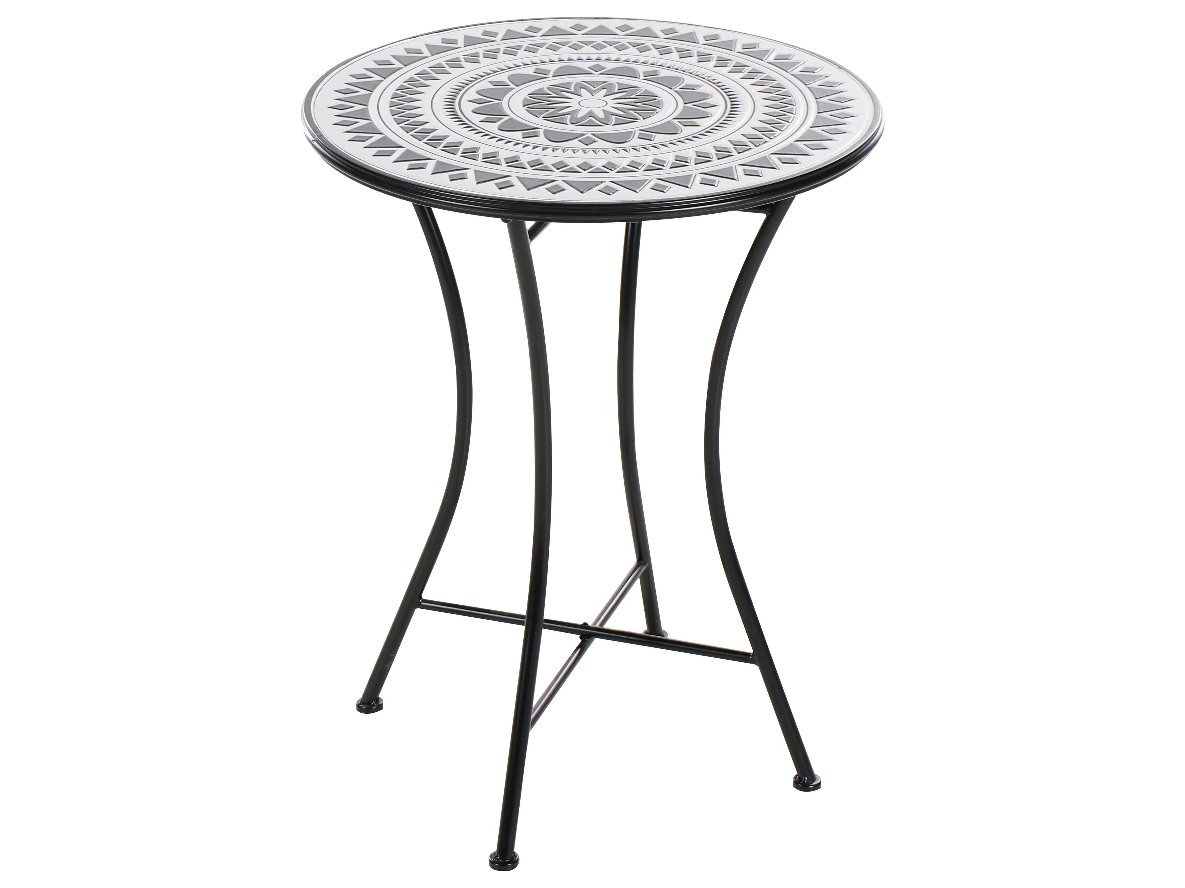 Table Bistrot 60 cm Métal Noir/Blanc