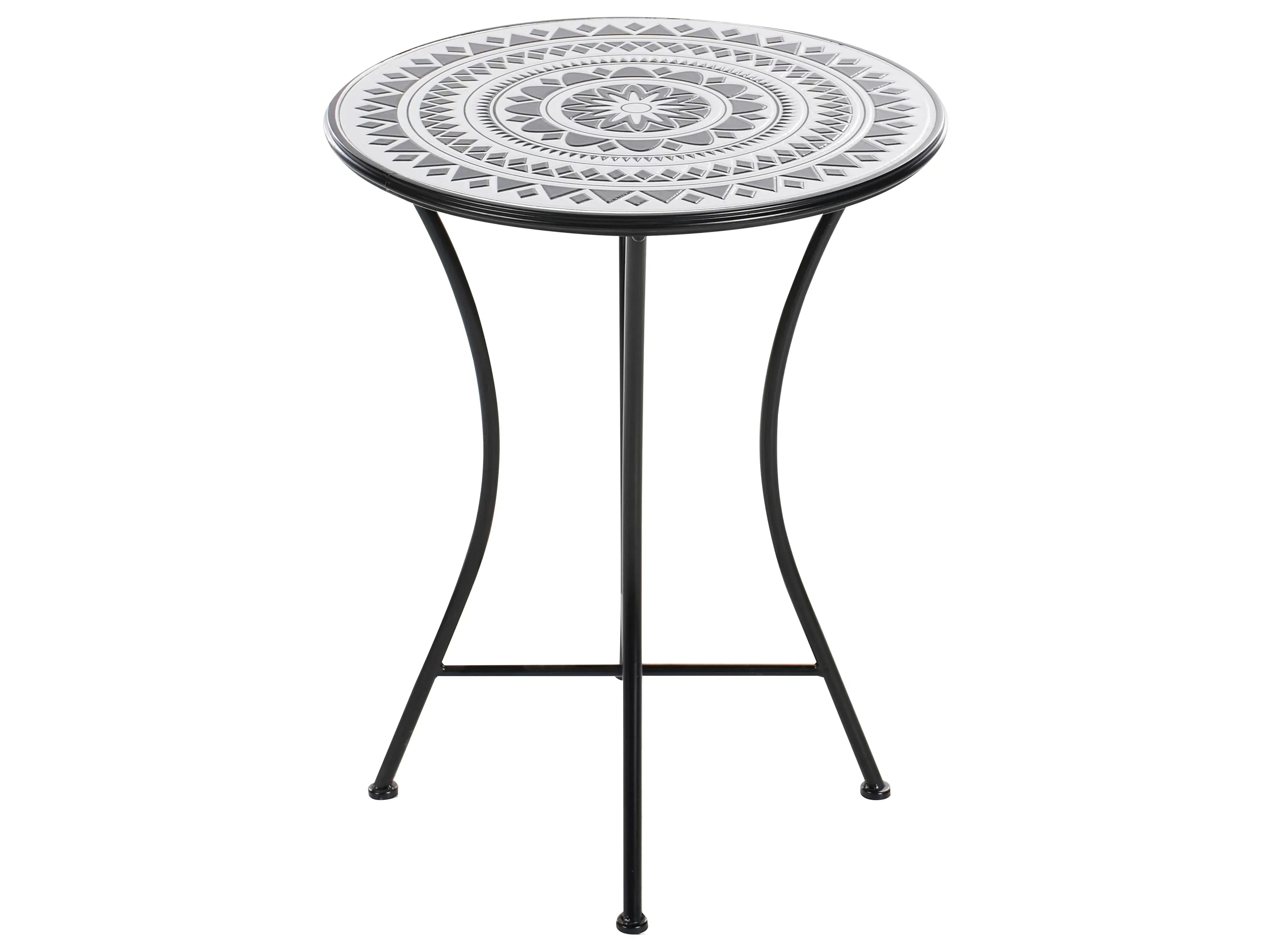 Table Bistrot 60 cm Métal Noir/Blanc