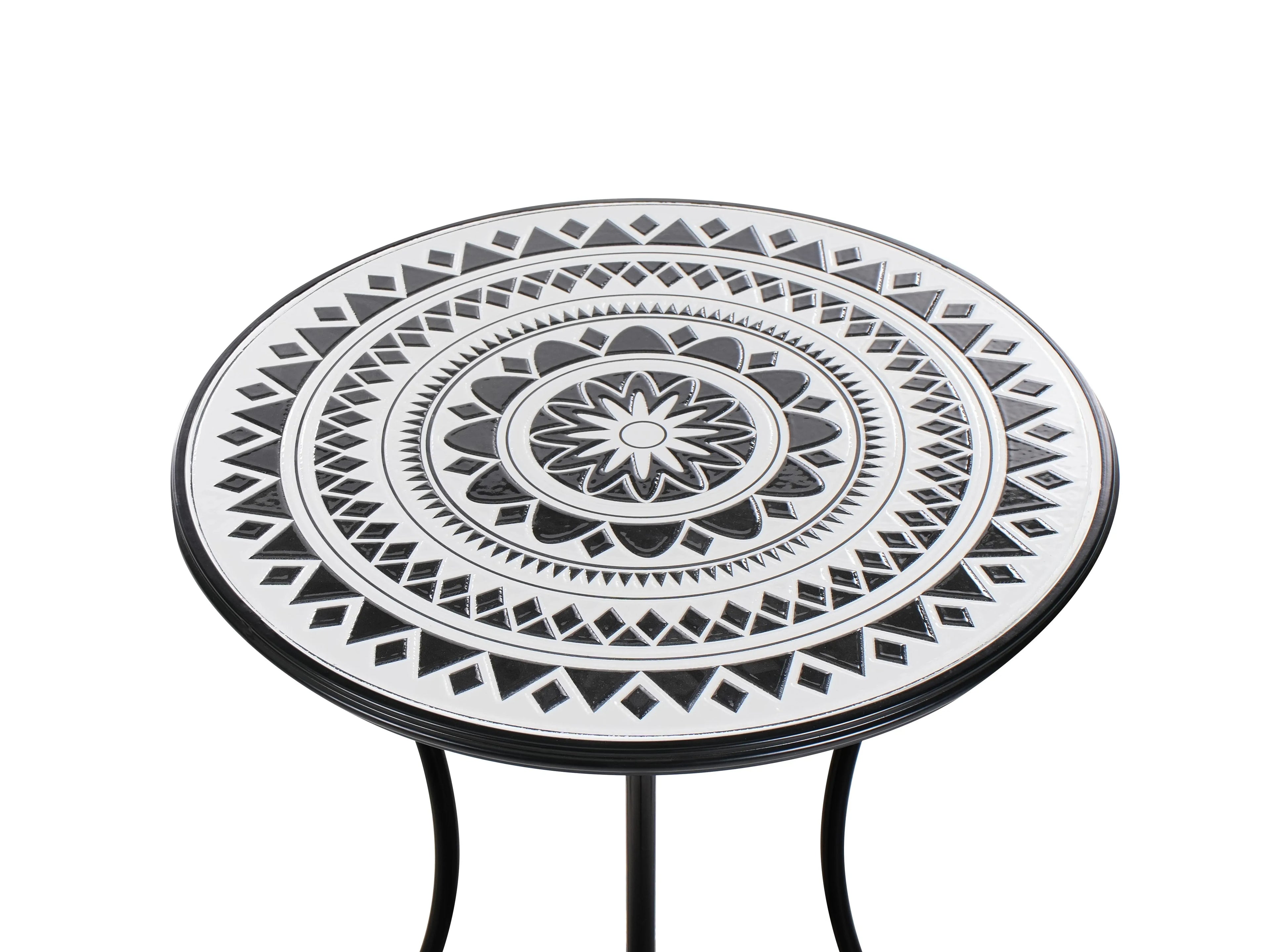 Table Bistrot 60 cm Métal Noir/Blanc