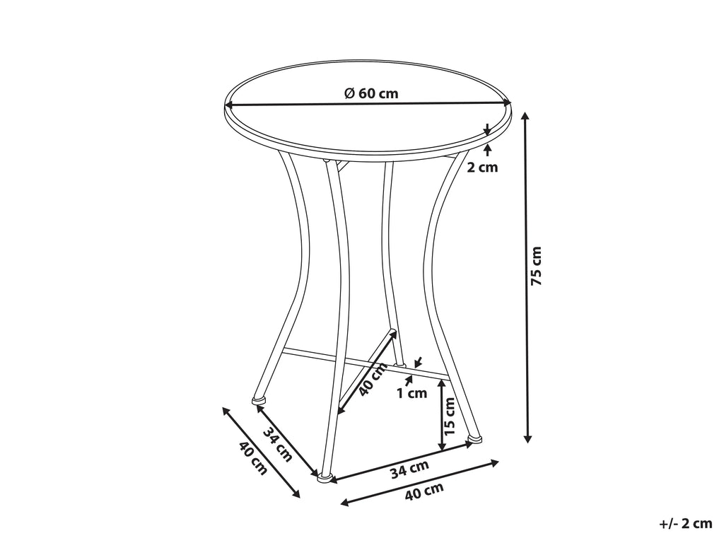 Table Bistrot 60 cm Métal Noir/Blanc