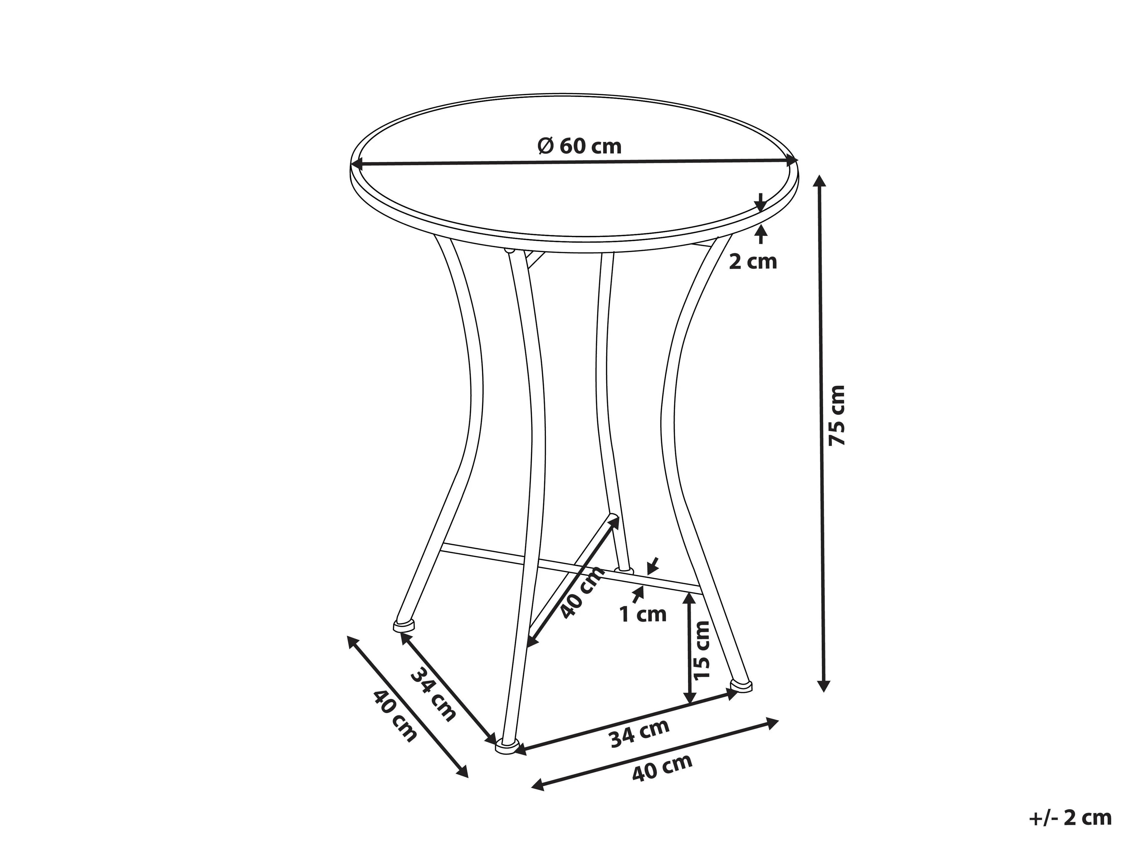 Table Bistrot 60 cm Métal Noir/Blanc
