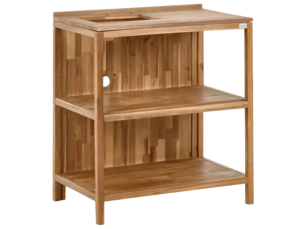 Îlot de cuisine extérieure avec évier Bois d'acacia Marron/Noir Marron